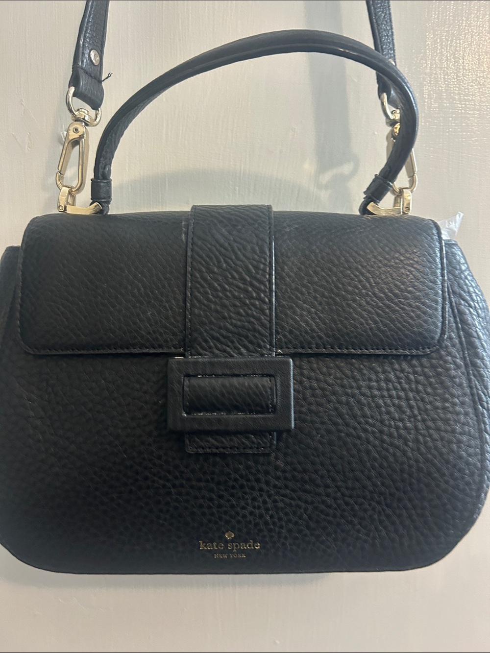 kate spade Black Pebbled Leather Satchel with Top Handle
